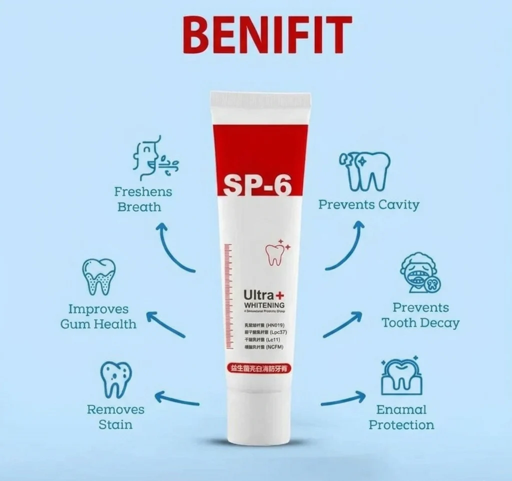 🦷 SP-6 Whitening Toothpaste | Probiotic Teeth Whitening for Stains, Bad Breath & Gum Health- ( Pack of 2)